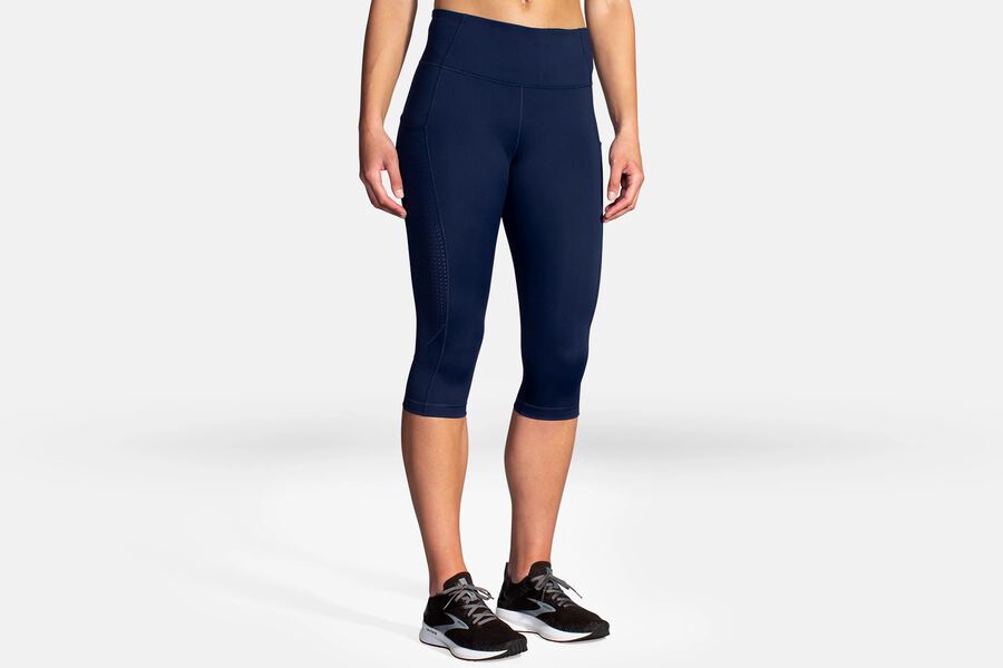 Brooks Women's Method 1/2 Crop Tight Bottoms Navy ( LHKMX0527 )